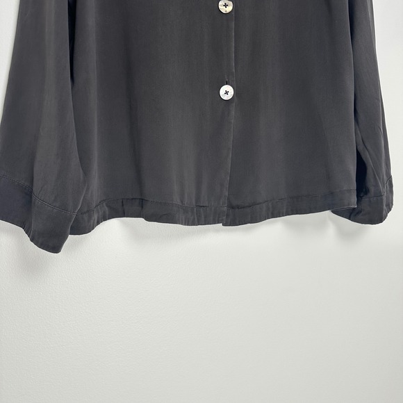 Quince 100% Washable Silk Pajama Long Sleeve Top Charcoal M - Picture 7 of 12